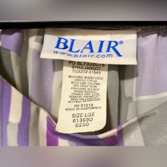 Blair Color Block Blouse (Purple, Olive & Taupe Green) - L - Picture 4 of 4